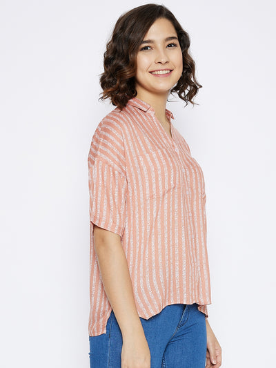 Peach Striped Top - Women Tops