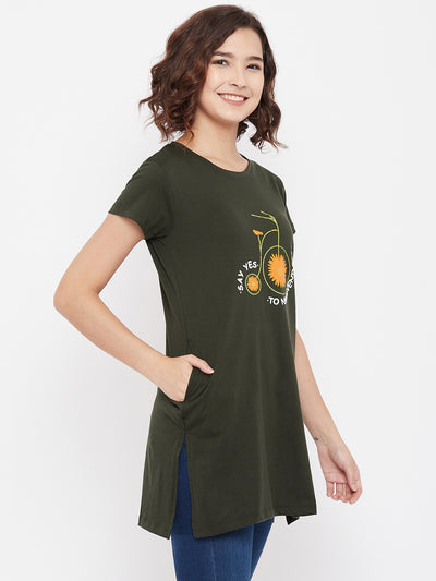 Printed Olive T-shirt - Women T-Shirts