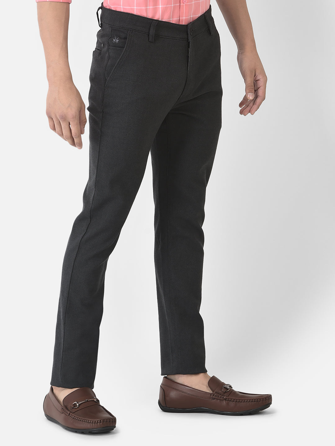  Dark Grey Trousers with Textured Print