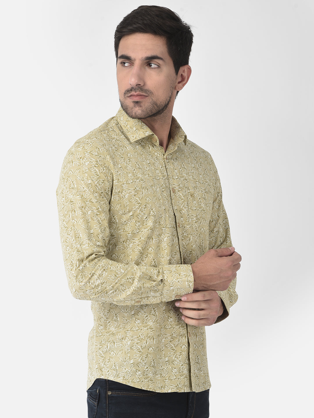 Beige Floral Shirt - Men Shirts