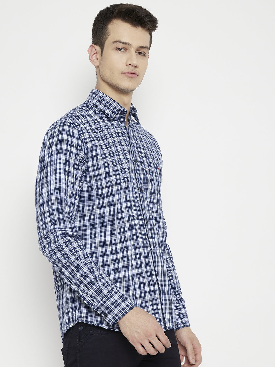 Blue Checked Slim Fit shirt - Men Shirts