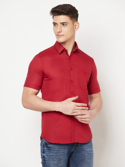 Red Linen Shirt - Men Shirts