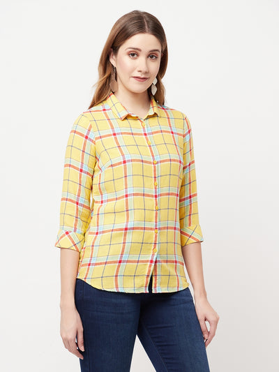 Yellow Checked Shirt - Women Shirts