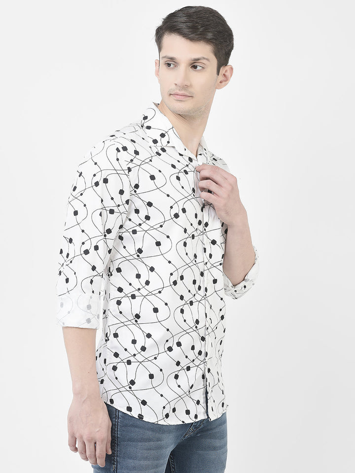  White Abstract Print Shirt