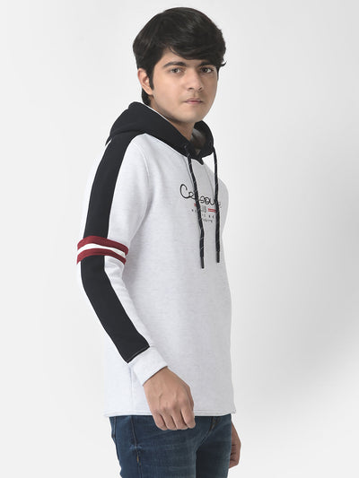  White Brand-Logo Hoodie