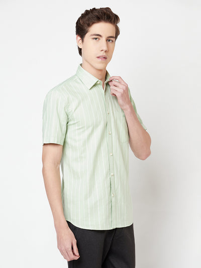 Mint Green Striped Shirt - Men Shirts