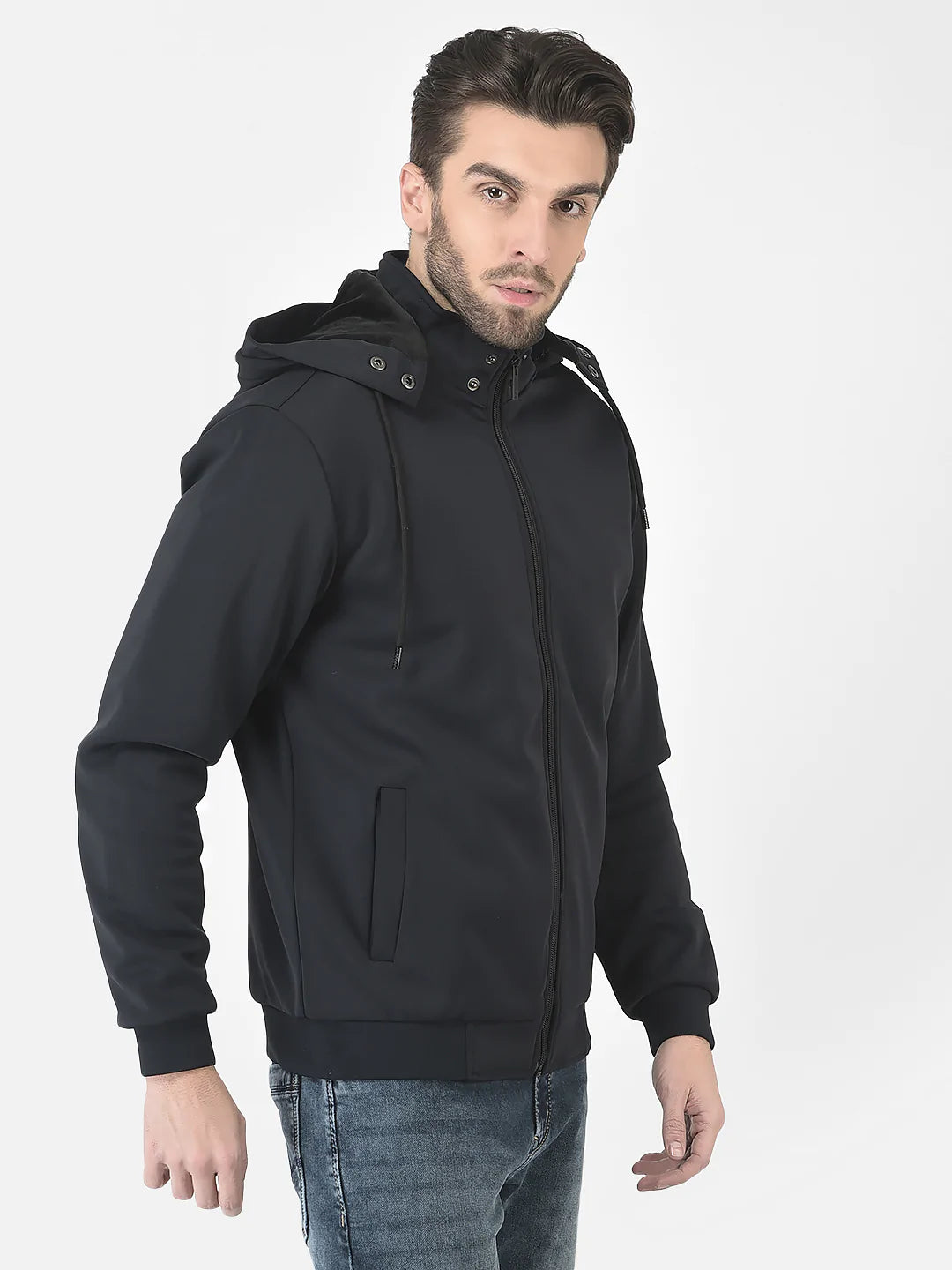  Navy Blue Removable Hood Jacket 