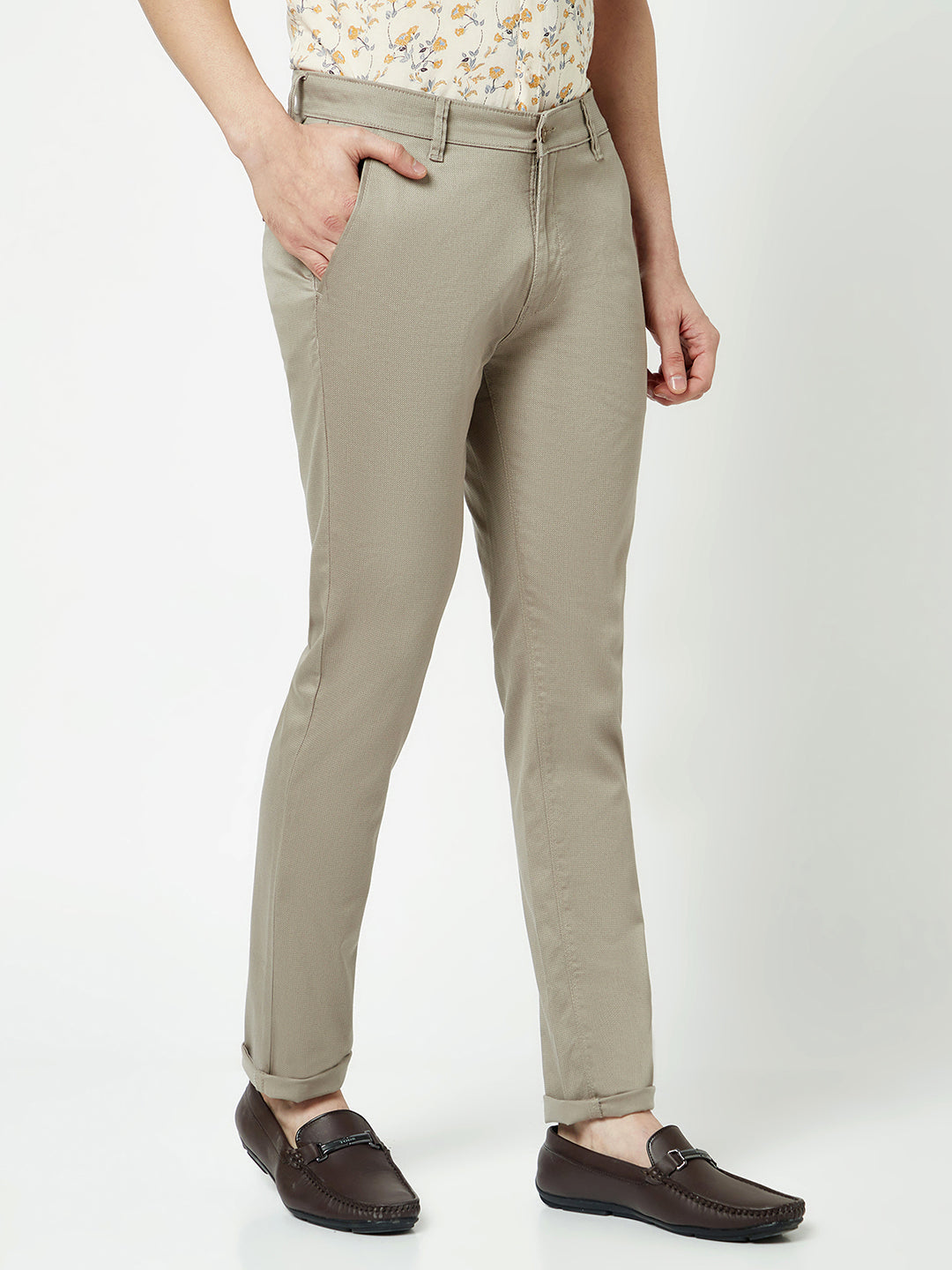  Grey Textured Chino Trousers