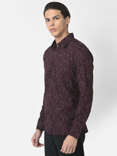 Floral Print Maroon Shirt