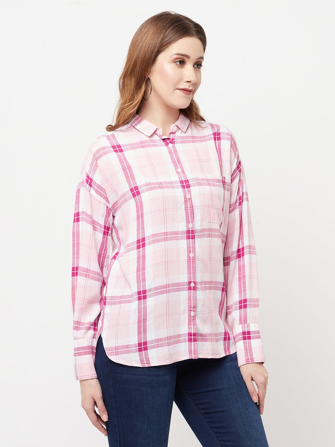 Pink Checked Shirt - Women Shirts