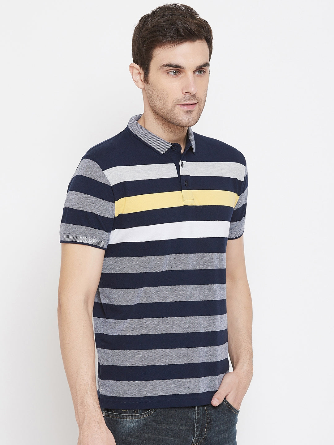 Navy Blue Striped T-shirt - Men T-Shirts