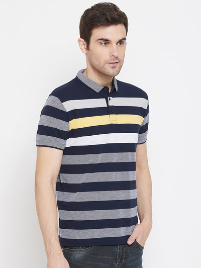 Navy Blue Striped T-shirt - Men T-Shirts