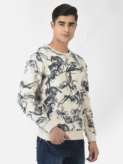 Cream Sweatshirt with Graphic Swirls 