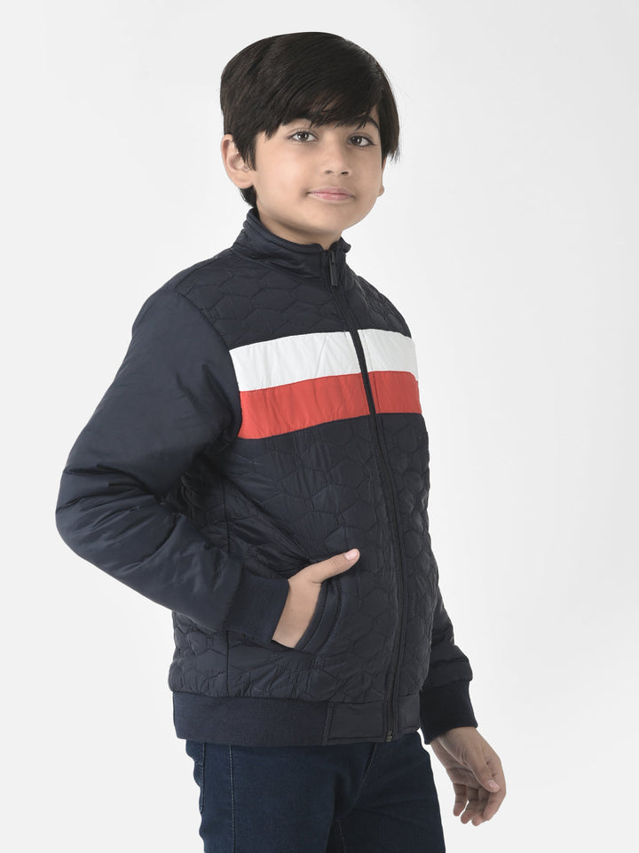  Navy Blue Diamond-Cut Padded Jacket