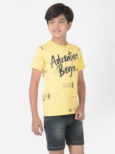 Yellow Printed Round Neck T-shirt - Boys T-Shirts