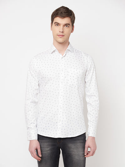 White Floral Shirt - Men Shirts