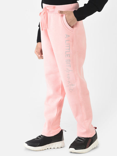 Baby Pink Track Pants with Typographic Detailing 
