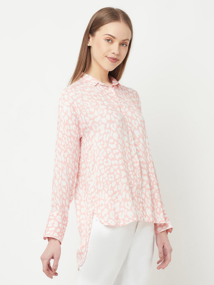 Peach Printed Casual Shirt - Women Shirts