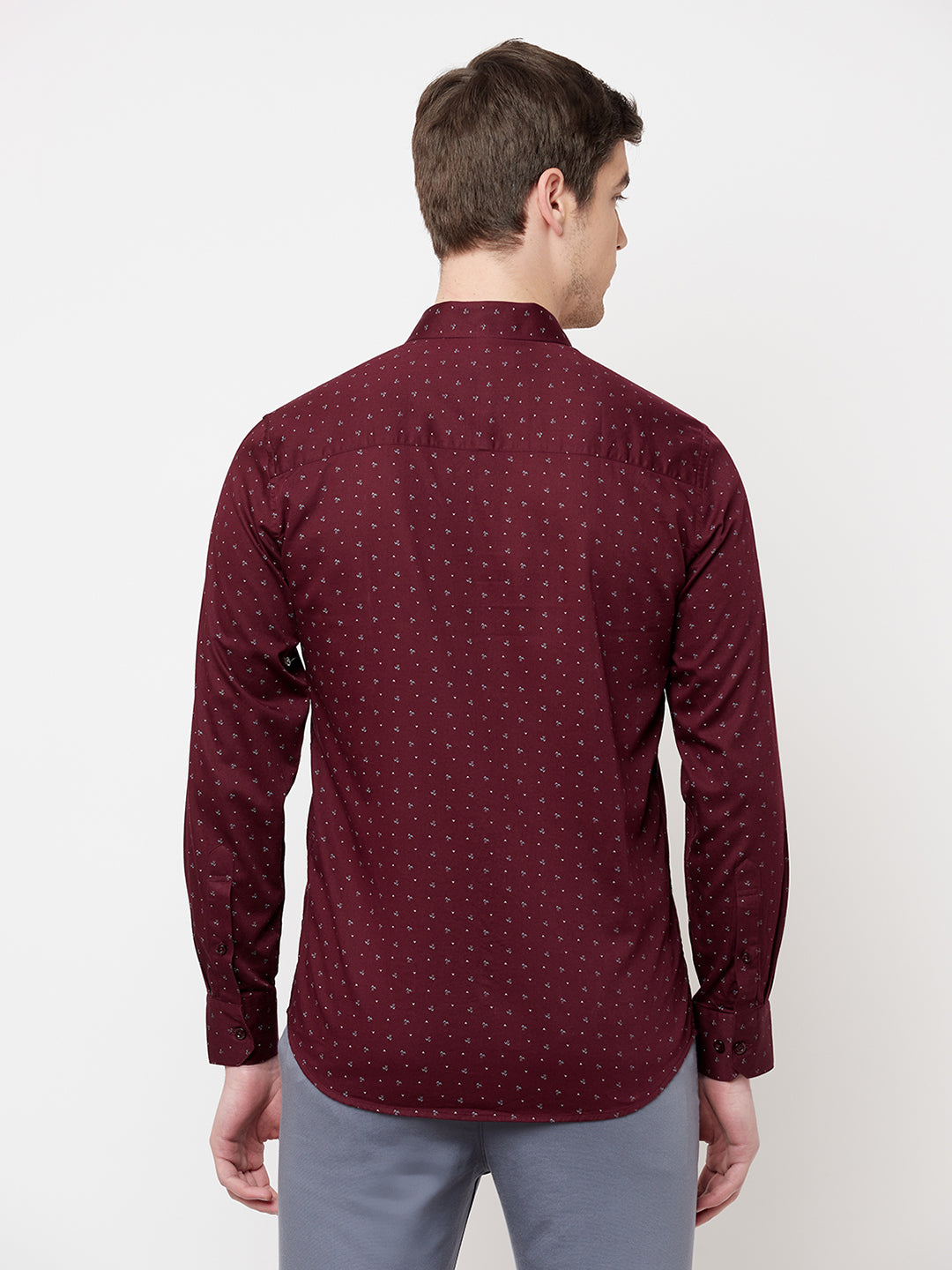 Maroon Printed Casual Shirt - Men Shirts