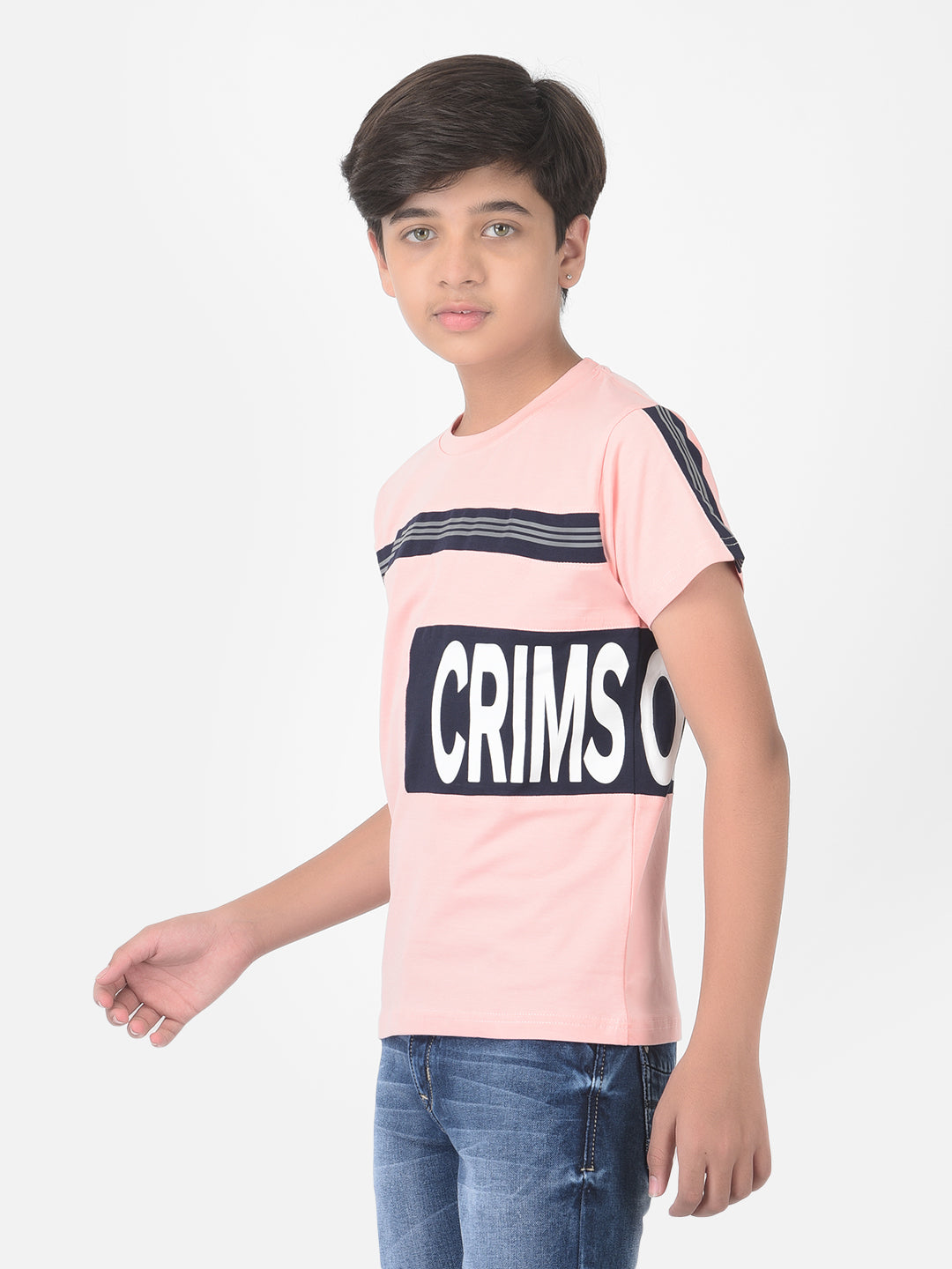 Pink Printed Round Neck T-shirt - Boys T-Shirts