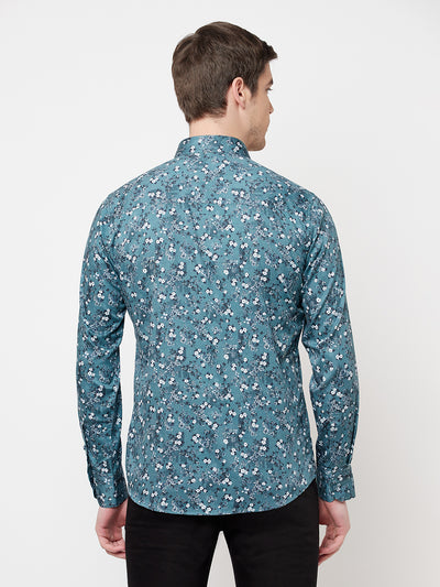 Sea Green Floral Shirt - Men Shirts