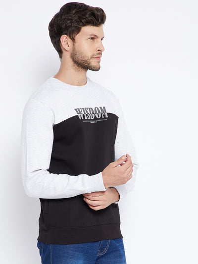 Black Colourblocked Round Neck Sweatshirt - Men Sweatshirts