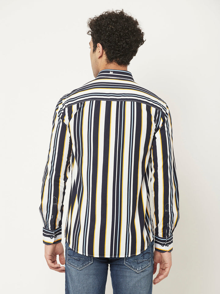   Barcode Striped Shirt with Logo Detailing 