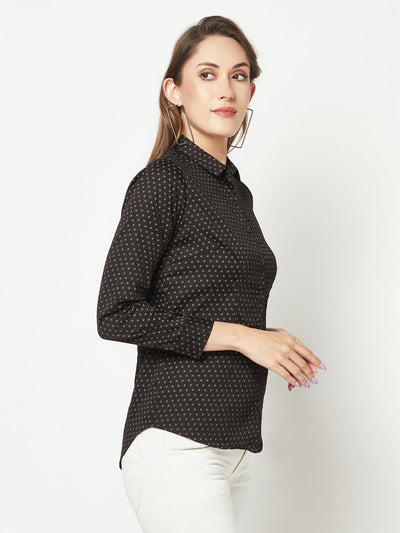  Black Mini-Motif Printed Shirt 