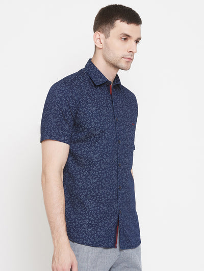 Navy Blue Printed shirt - Men Shirts