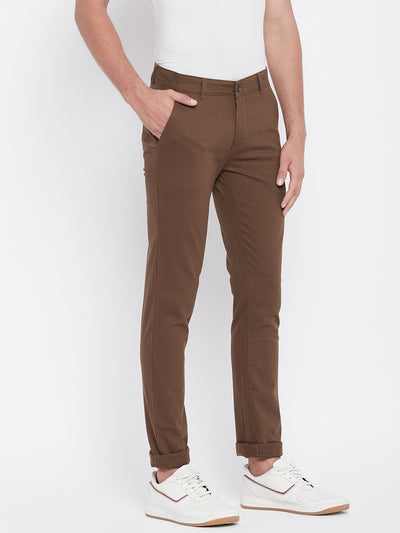 Brown Slim Fit Trousers - Men Trousers