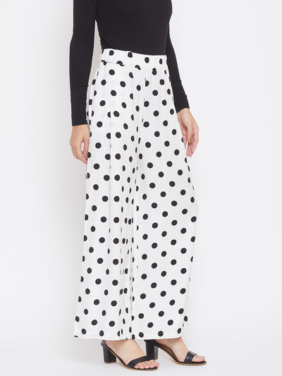 White Printed COMFORT FIT Trousers - Women Trousers