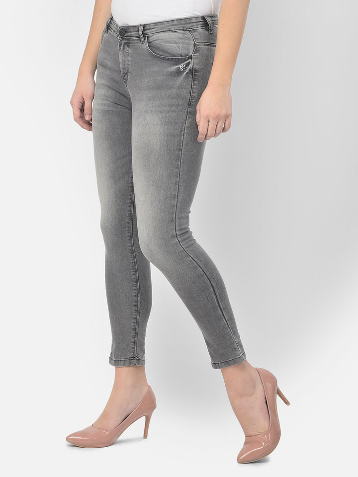 Grey Cropped Jeans - Women Jeans