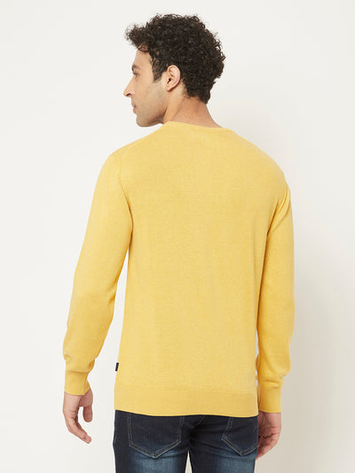 Yellow Sweater in Pure Cotton-Men Sweaters-Crimsoune Club