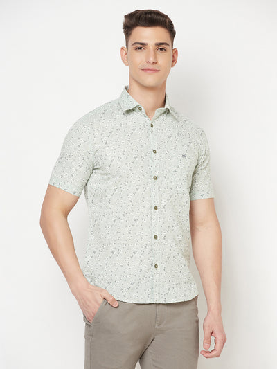 Green Floral Linen Shirt - Men Shirts