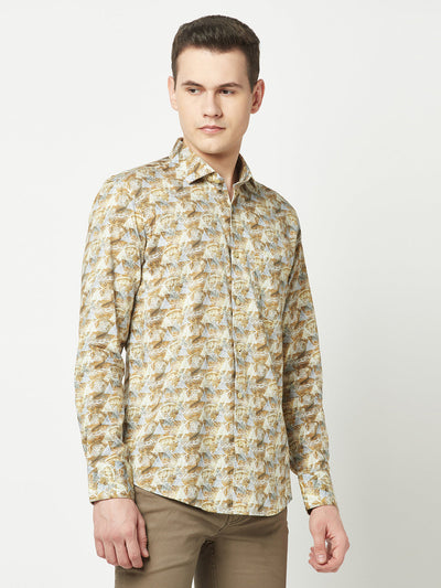  Beige Abstract Print Shirt