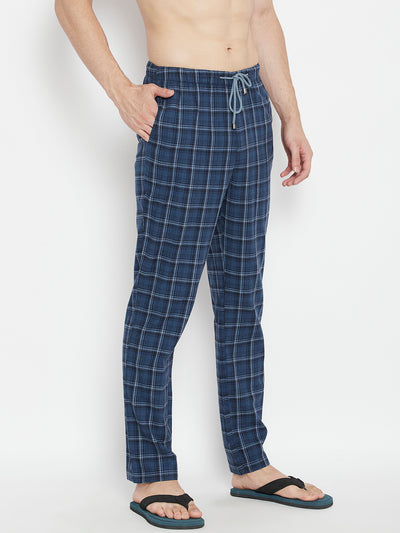 Blue Checked Smart Fit Lounge Pants - Men Lounge Pants