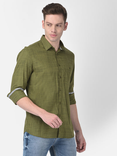 Olive Textured Shirt-Men Shirts-Crimsoune Club