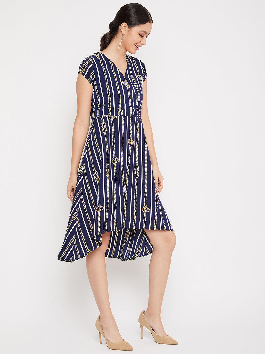 Navy Blue Asymmetric Dress - Women Dresses