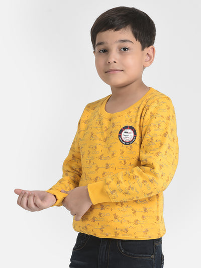 Mustard Terrain Print Sweatshirt-Boys Sweatshirts-Crimsoune Club
