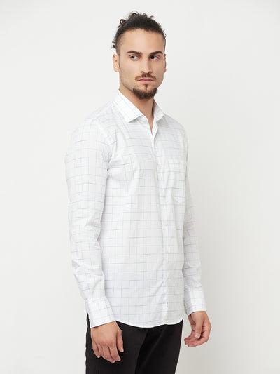 White Checked Casual Shirt - Men Shirts