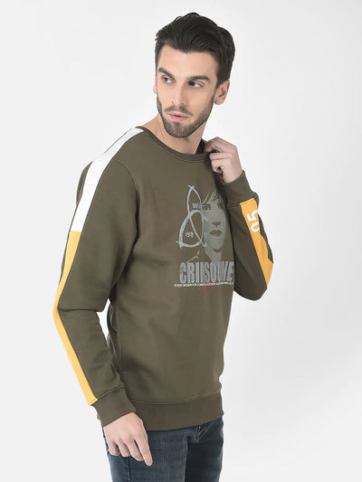  Olive Brand-Graphics Sweatshirt 