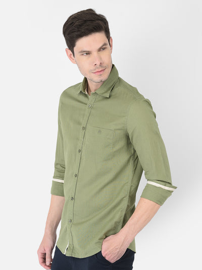 Olive Linen Shirt - Men Shirts