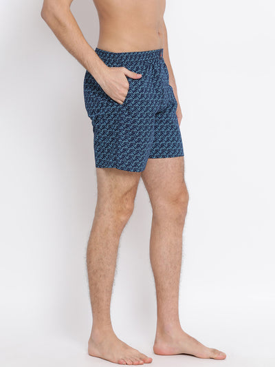 Blue Printed Boxer - Men Boxers