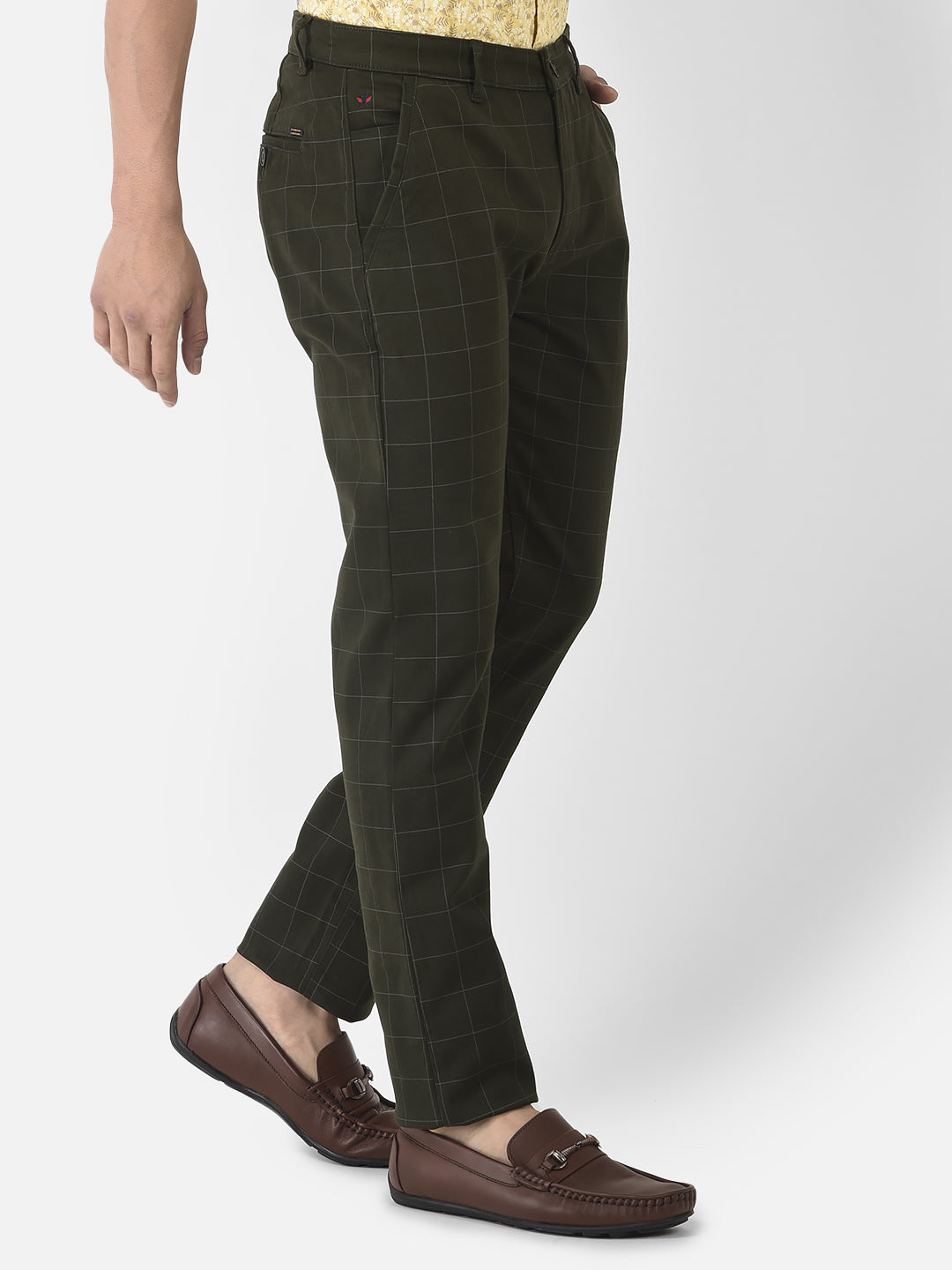  Olive Trousers in Graph Checks 