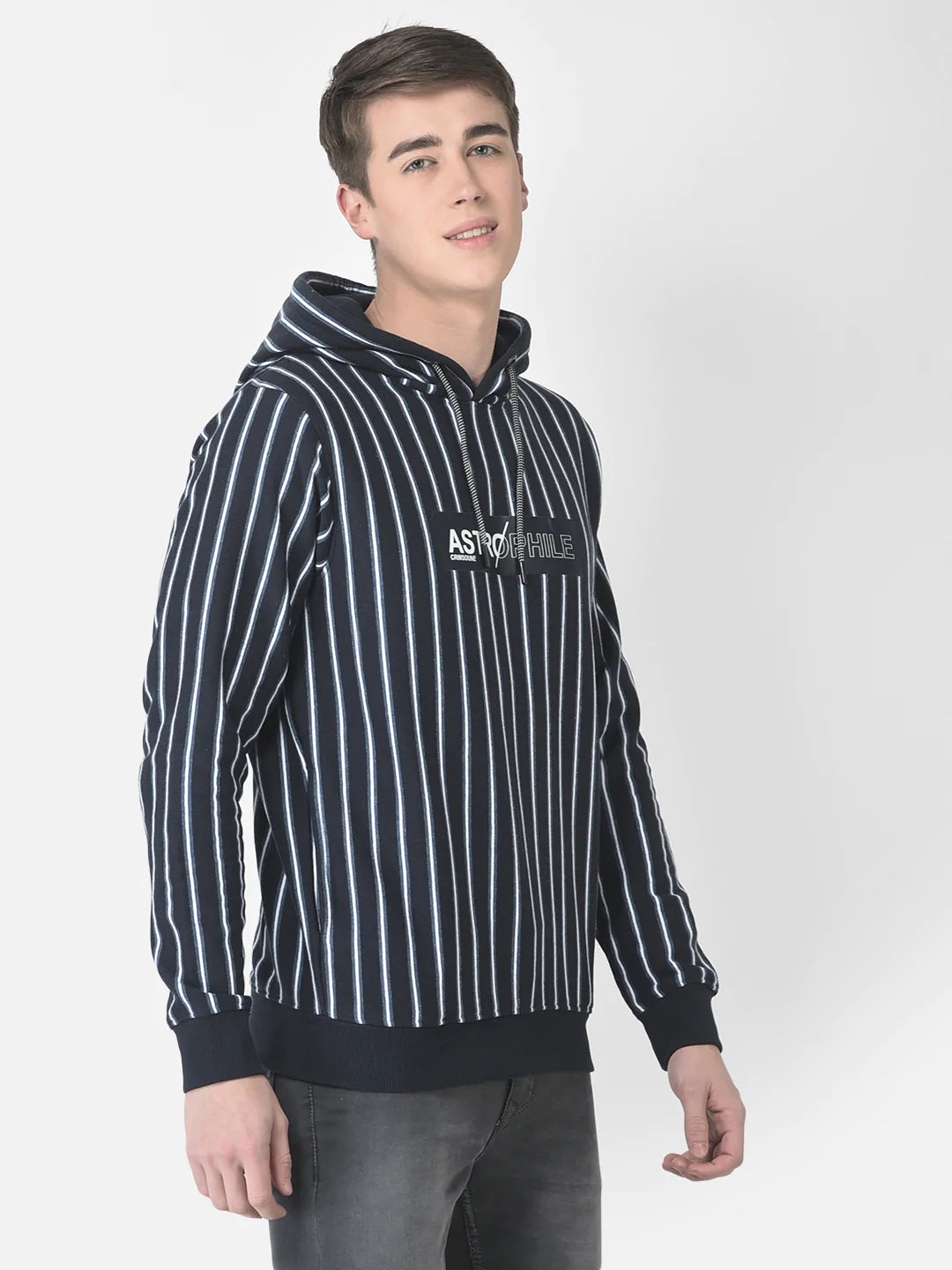 Navy Blue Pin-Stripe Hoodie – Crimsoune Club - Main Image