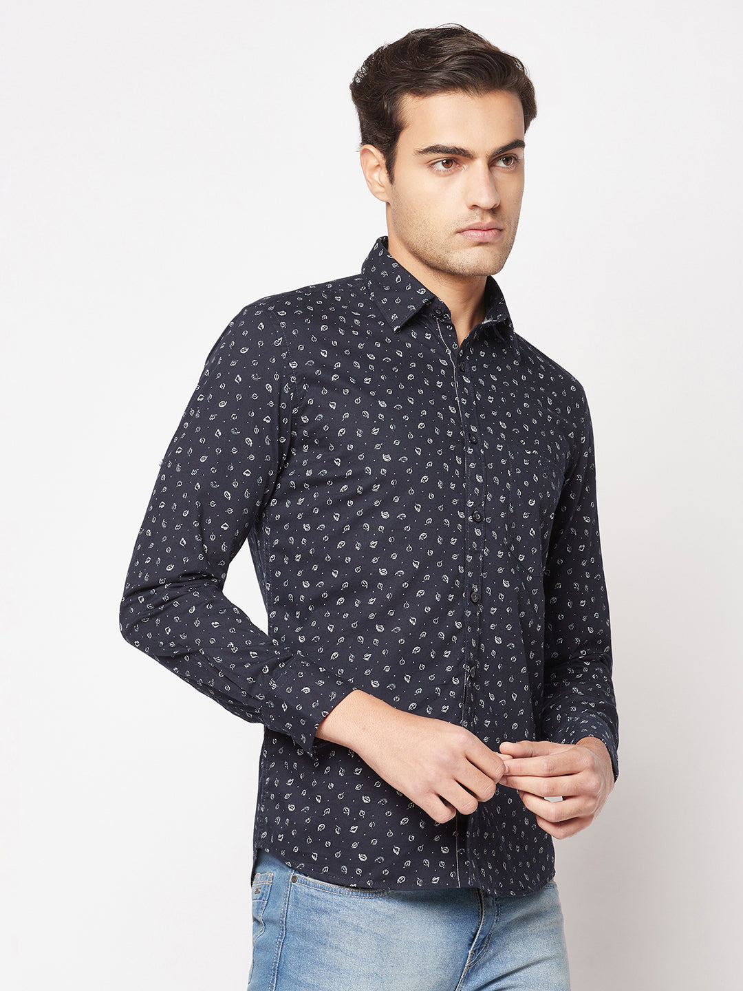  Navy-Blue Floral Shirt 