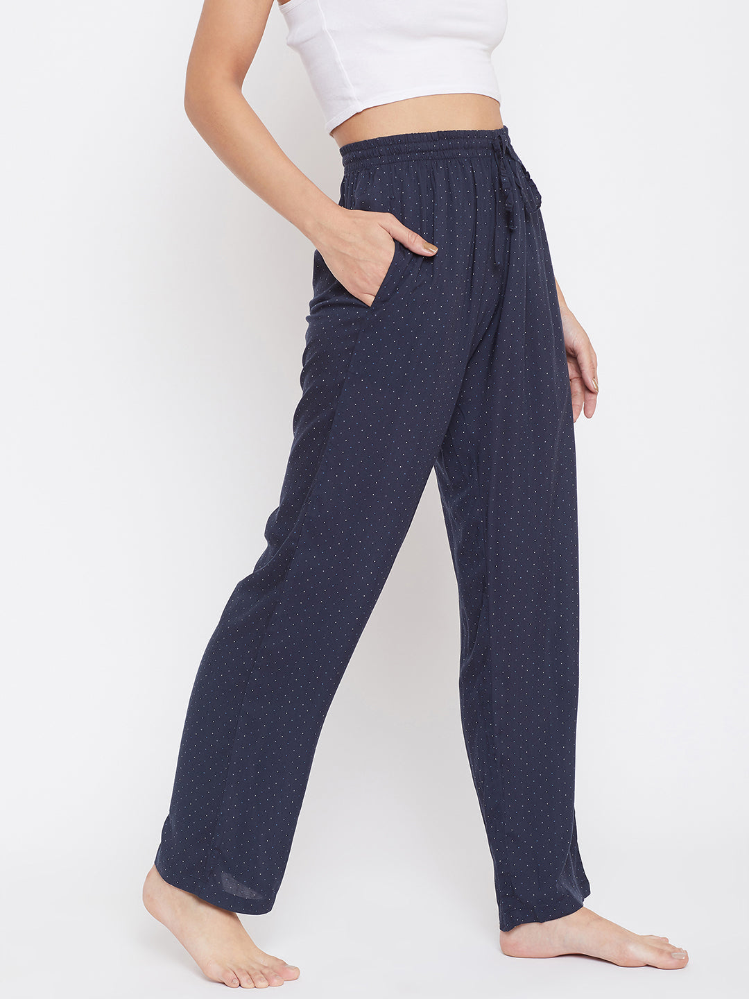Navy Blue Cotton Lounge Pants - Women Lounge Pants