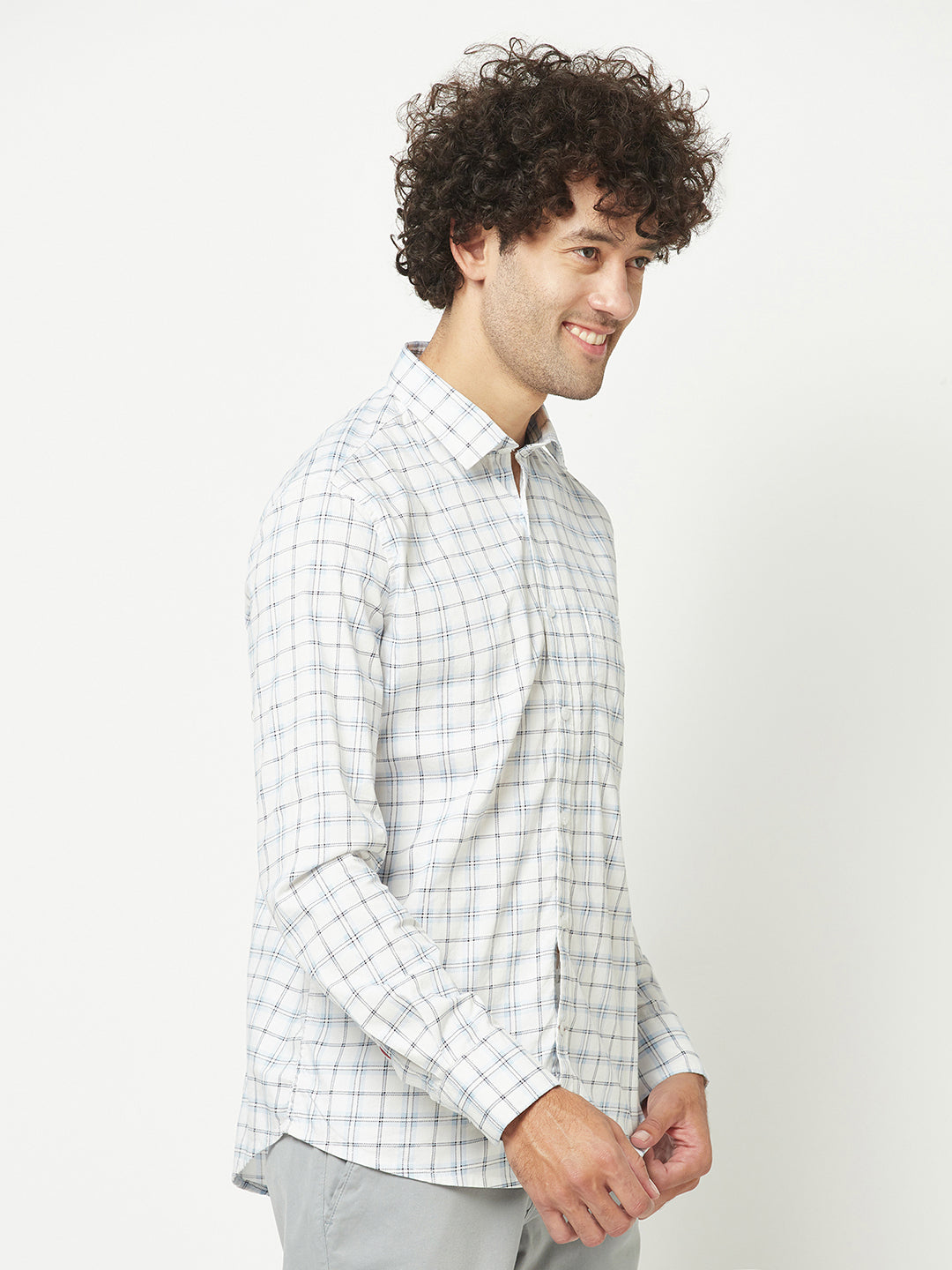  White Windowpane Checked Shirt