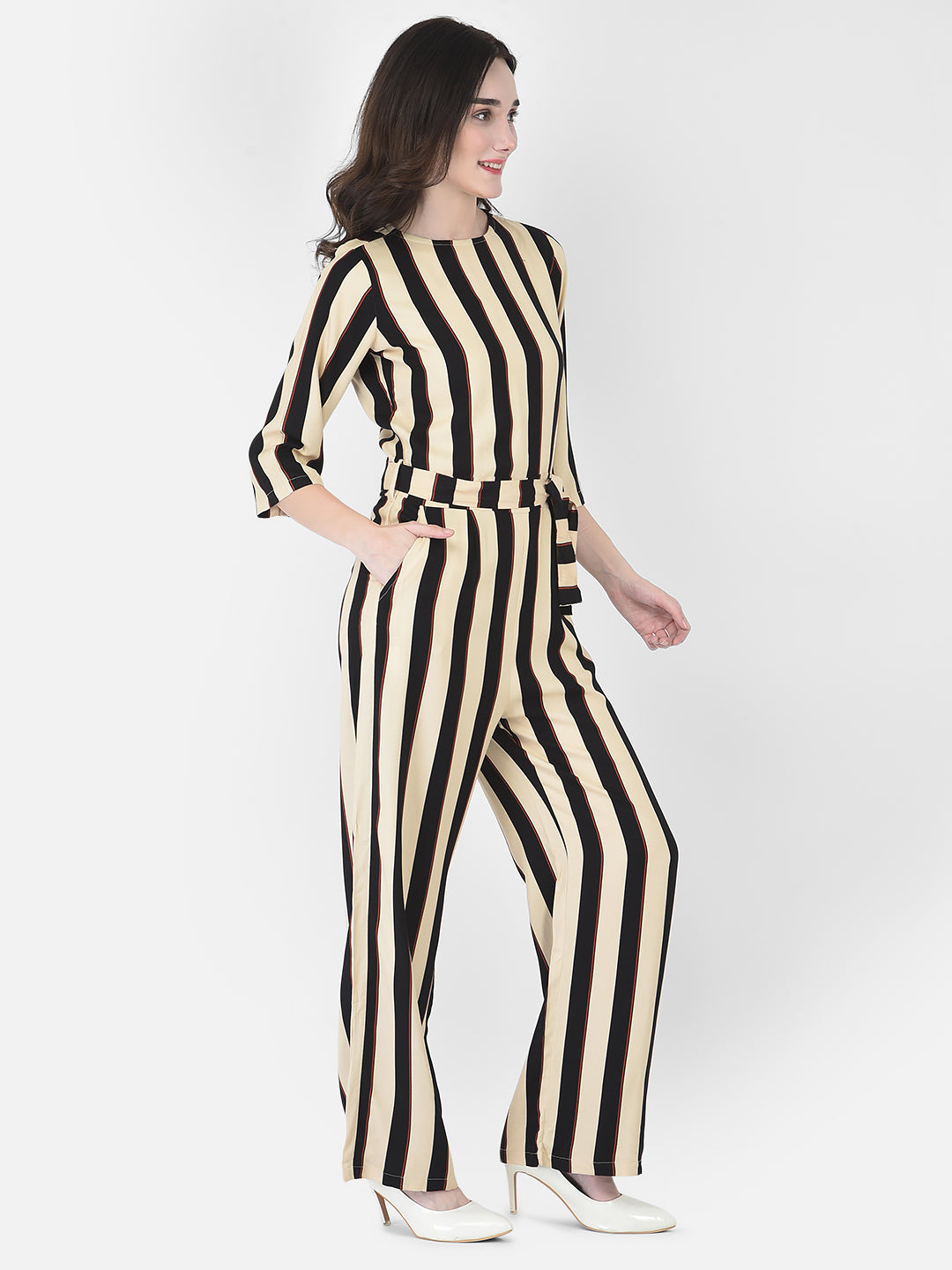 Bee Striped Jumpsuit - Women Dungarees