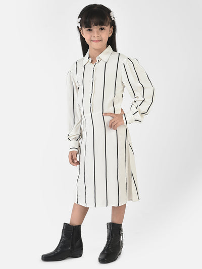 Off-White Dress with Stripes